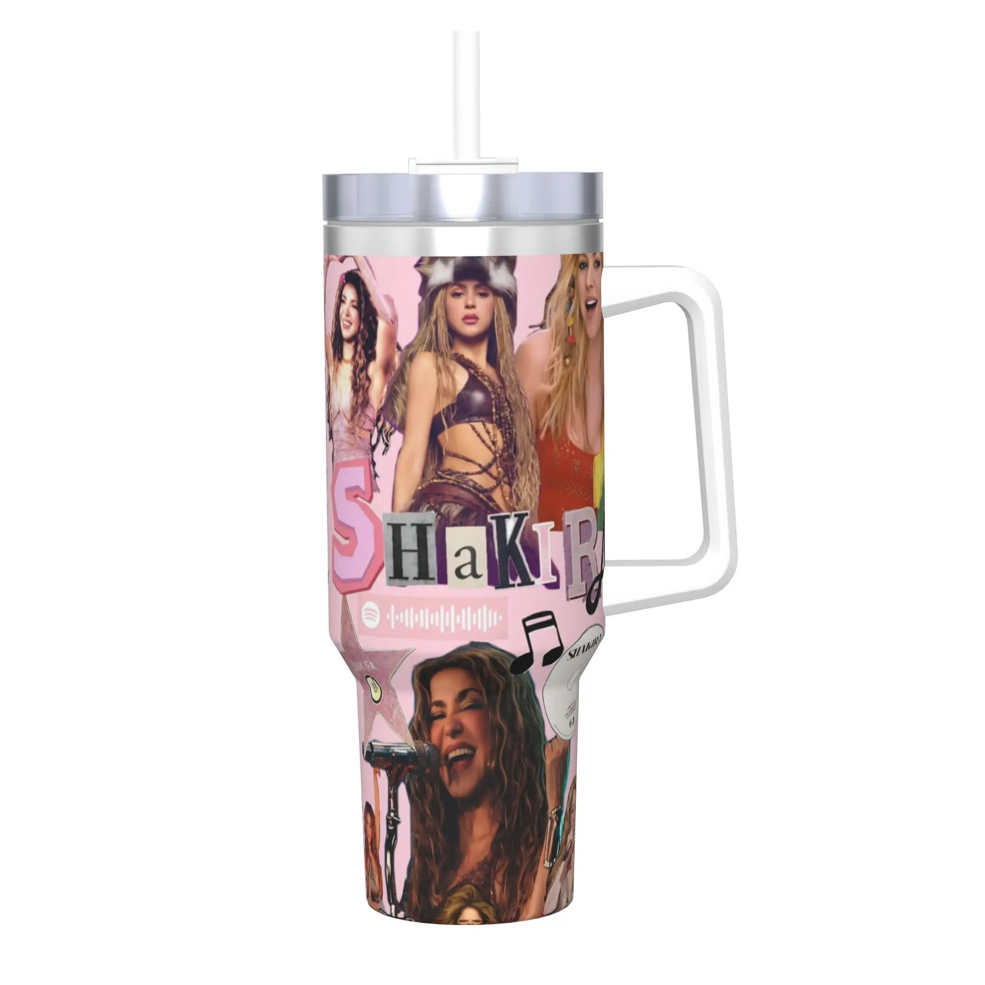 Shakira Singer Tumbler With Straw  Stainless Steel Mug Cups Double Wall Vacuum Insulated for Cold Or Hot 40oz