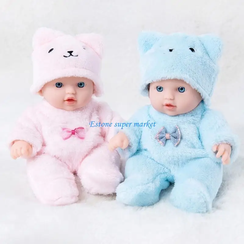 090B 2 stuks siliconen reborns babypoppen met realistische bewegingen pluche beer kleding zuigelingen voor kleutertraining