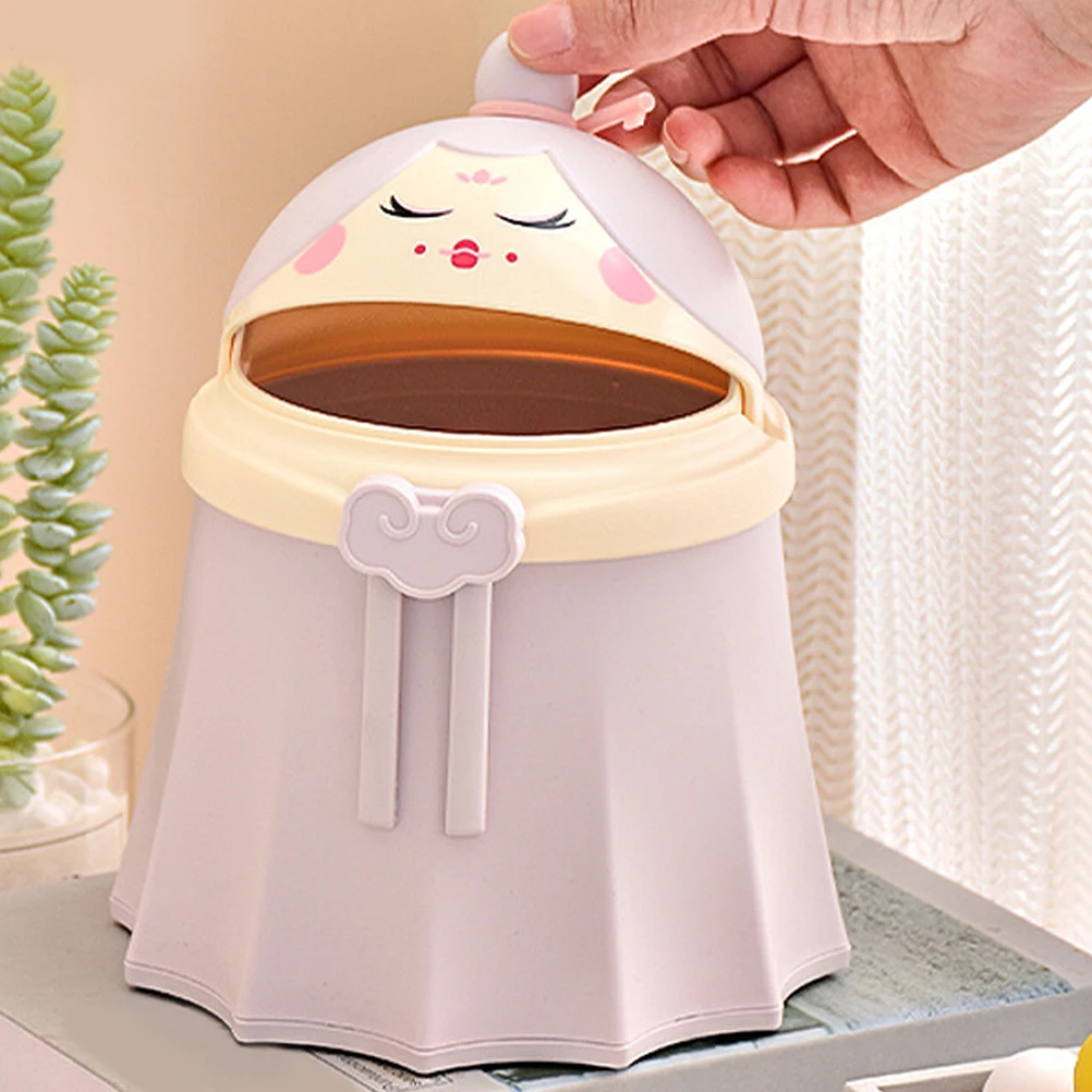 

with Cover Chinese Style Trash Can Office Small Lid Slim Plastic Indoor Countertop Garbage
