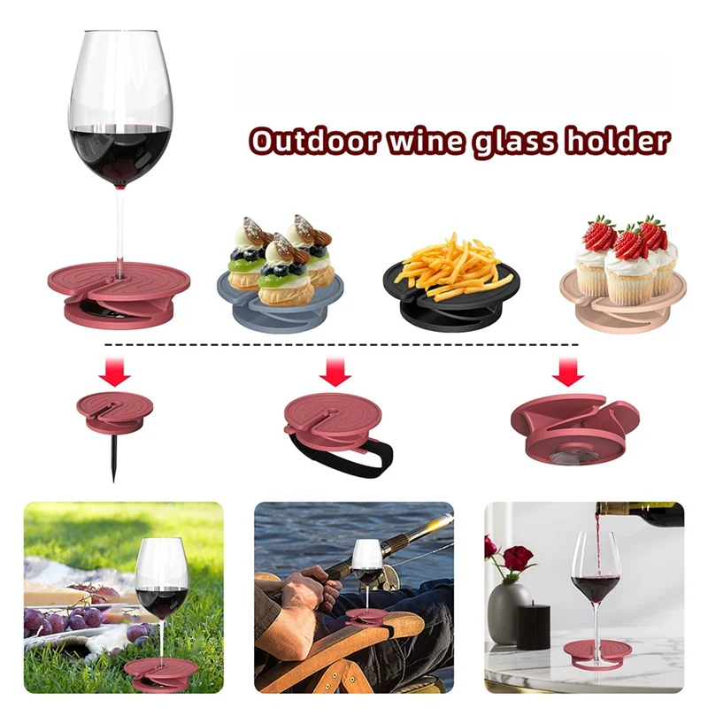 

Outdoor Wine Glass Holder with Suction Cup Portable Fixed Coaster for Fishing Picnic Patio Chairs Holder Gifts For Wine Lovers
