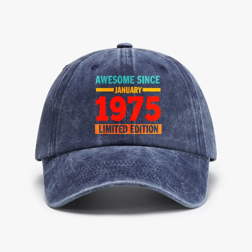Awesome Since January 1975 Vintage Washed Cowboy Baseball Cap Unisex Outdoor Travel Sun Protecter Snapback Hats