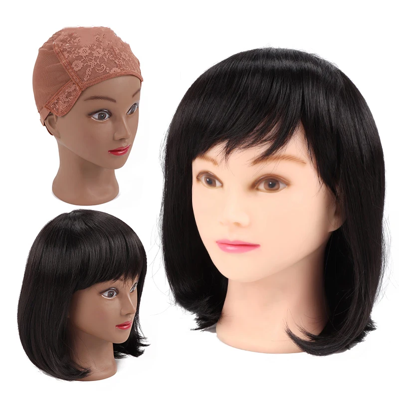 Yajukai Afro Cosmetologia Testa di Manichino Testa di Manichino Calvo Per Parrucche Fare Parrucca Cappello Occhiali Display Testa di polistirolo Può Metti Spilli