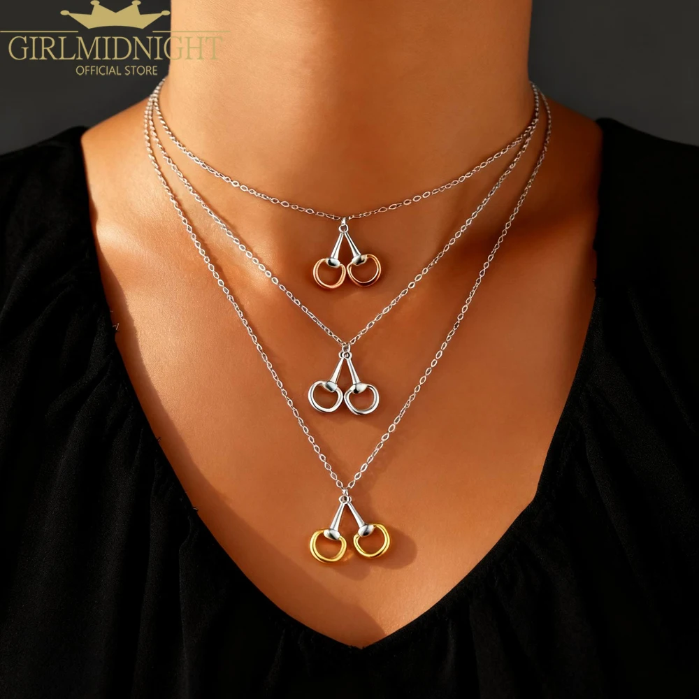 Collier en argent regardé 2025 pour femme, bijoux fins, deux tons, document en or, bijoux d'équitation, mors de mousqueton, garantie à 925