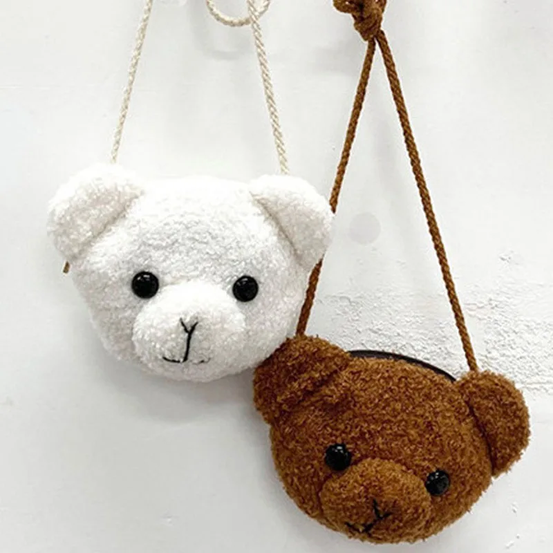 Sac à Dos Mignon en Forme d'Ours en Peluche pour Enfant, Sacoche Kawaii, Porte-Monnaie, Animaux en Peluche, pour Petite Fille