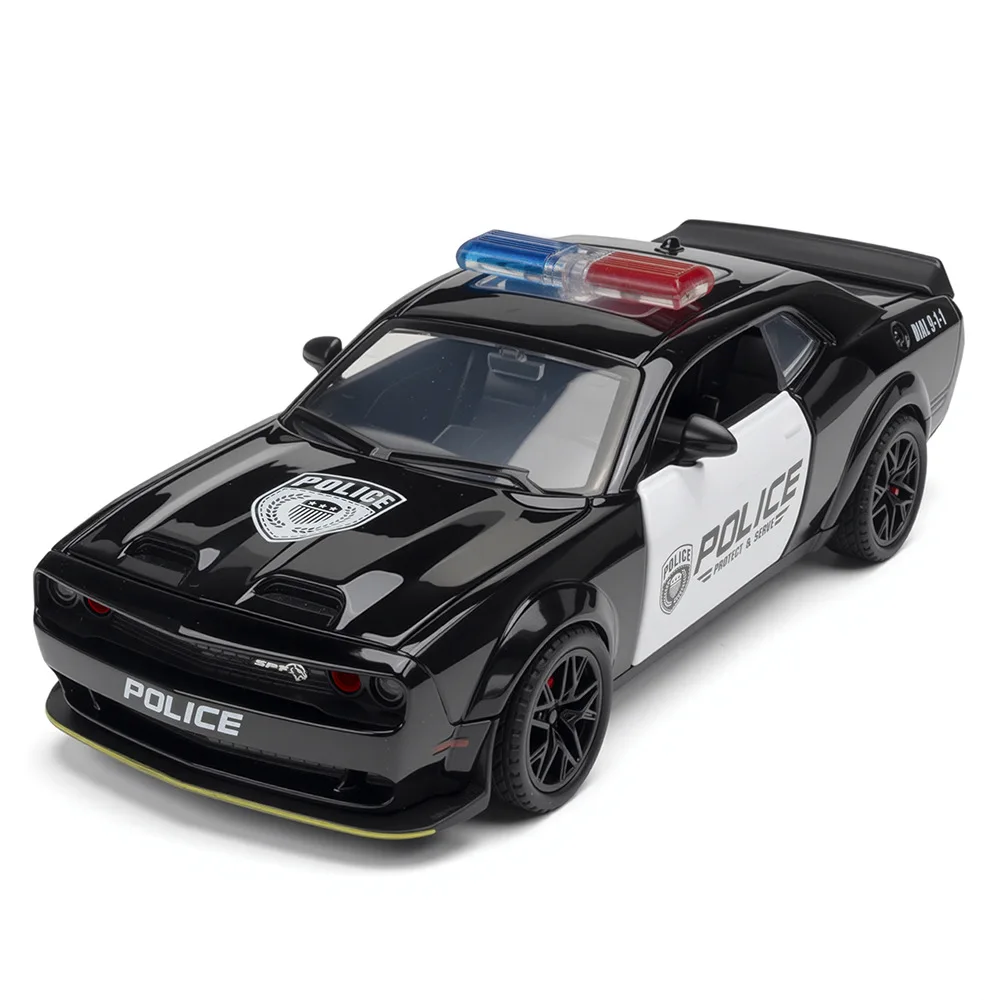 

Модель полицейской машины Red-eye Hellcat 1:32, имитация из сплава, детская игрушка с звуком и светом, инерционная машинка, подарок