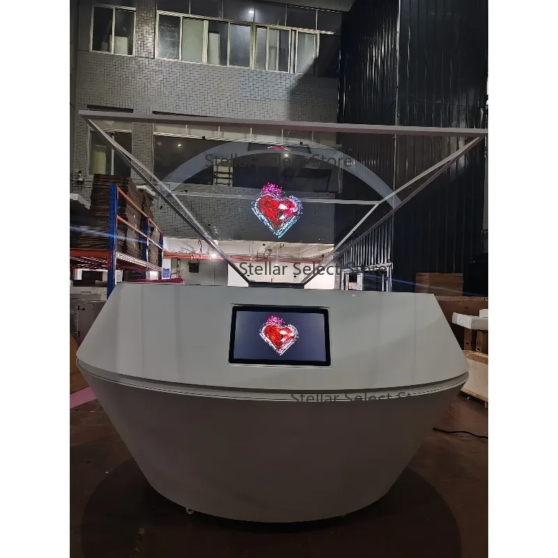 21.5 Inch Control  32 Inch 360 Degree 2 Meter Diameter with Interactive  3D Hologram Pyramid Lcd Showcase
