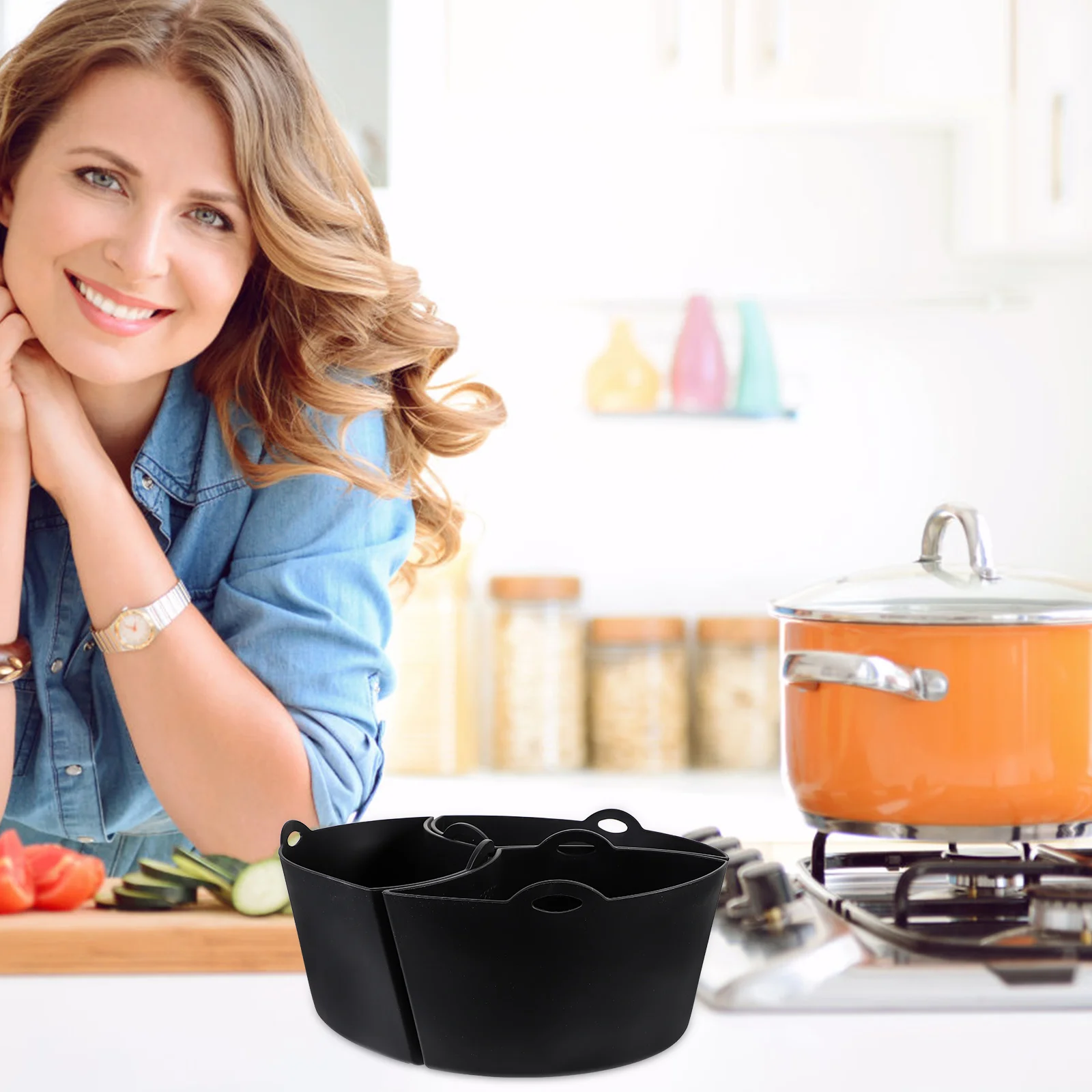

Reusable Silicone Slow Liner Thick Sturdy Insert Divider Cooking Kitchen Pot Leak Proof Heat Resist Flexible Food Grade Multi