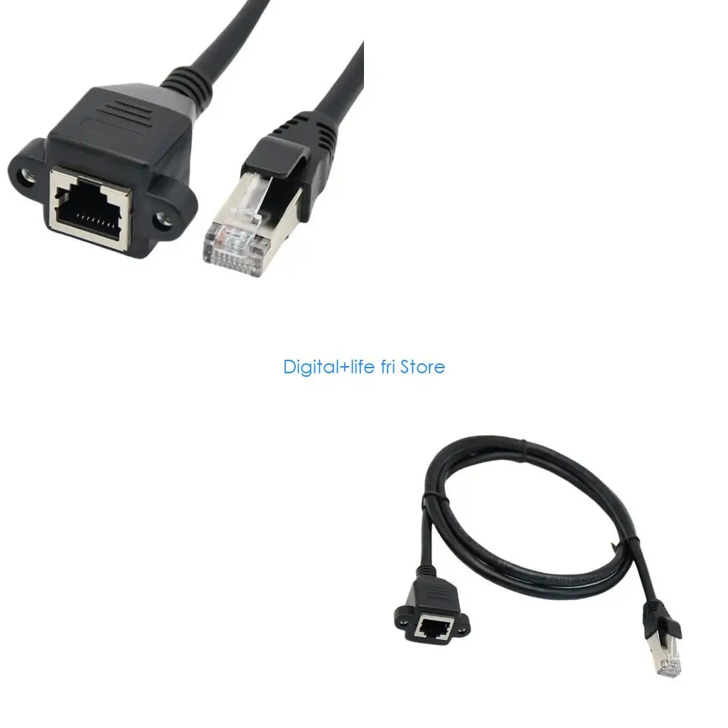 E06D CAT6 RJ45 Cable Male To Female Screw Panel Mount Ethernet Networking Extension Cable For Industrial Chassis Computer