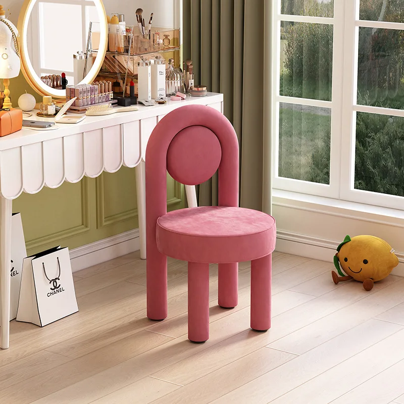 Imagen 5: Sillas para sala de estar, taburete de maquillaje de macarrón, taburetes ligeros de lujo, estilo crema, muebles de tocador simples para el hogar y el dormitorio, silla de comedor