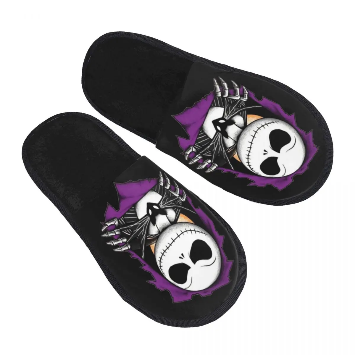 

Custom Jack Skellington Face Memory Foam Slippers Women Cozy Warm House Slippers