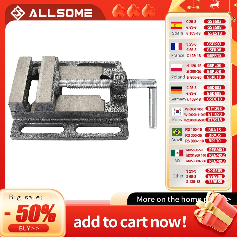 Allsome Drill Press Vise,3 Inch Jaw Width Portable Vise for Drilling machine