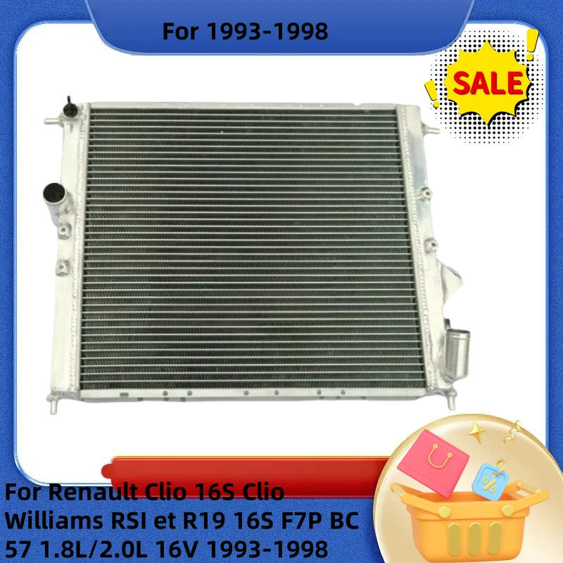 Radiador de Alumínio Mais Vendido para Renault Clio 16S, Clio Williams RSI e R19 16S F7P BC57 1.8L/2.0L 16V 1993-1998