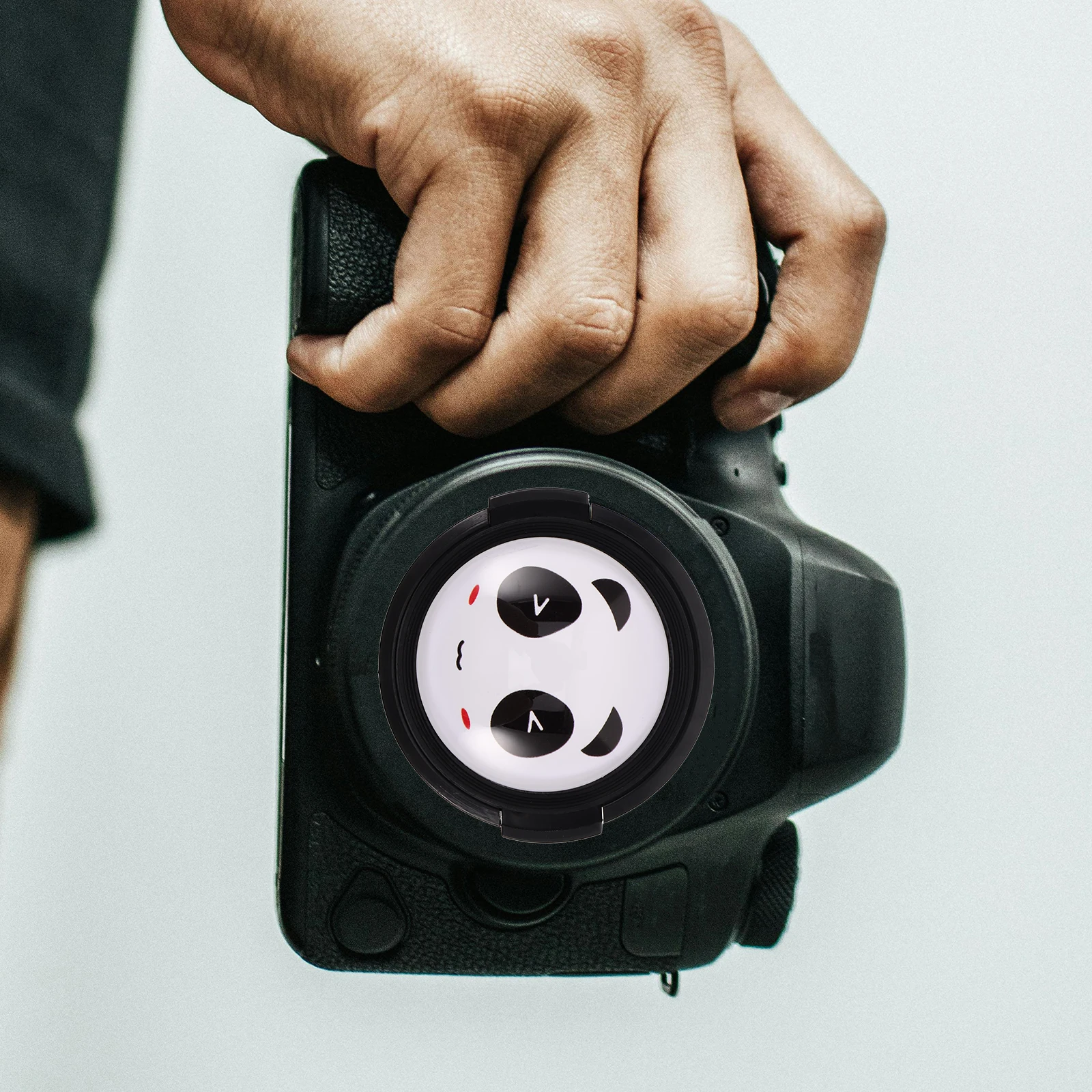 

Universal Panda Lens Cap Protective Camera Cover Textured Pinch Design Durable Plastic for Dslr Instant Camera Accessories