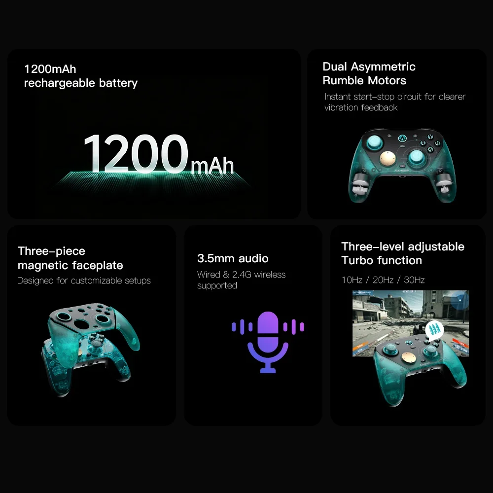 Control Inalámbrico GameSir G7 Pro 8k Edición Aimlabs para Juegos FPS Esport con Control de Movimiento, Gatillos Hall y TMR Strick Gen-2 7