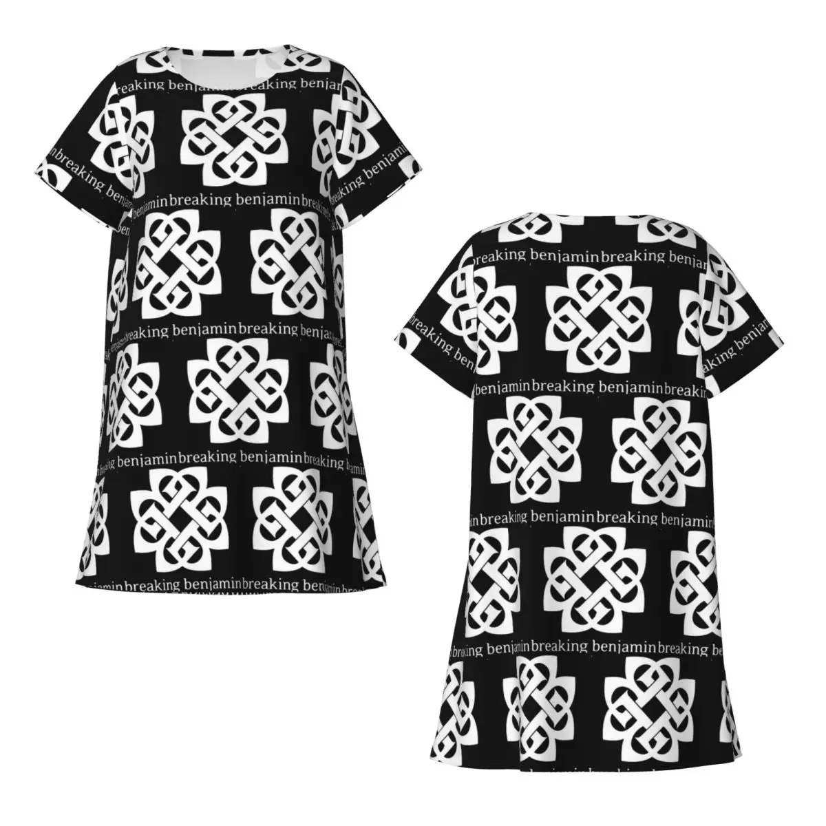 Arte personalizada - Breaking Benjamin Camisola premium de manga curta para mulheres, camisola de manga curta, vestido de pijama macio