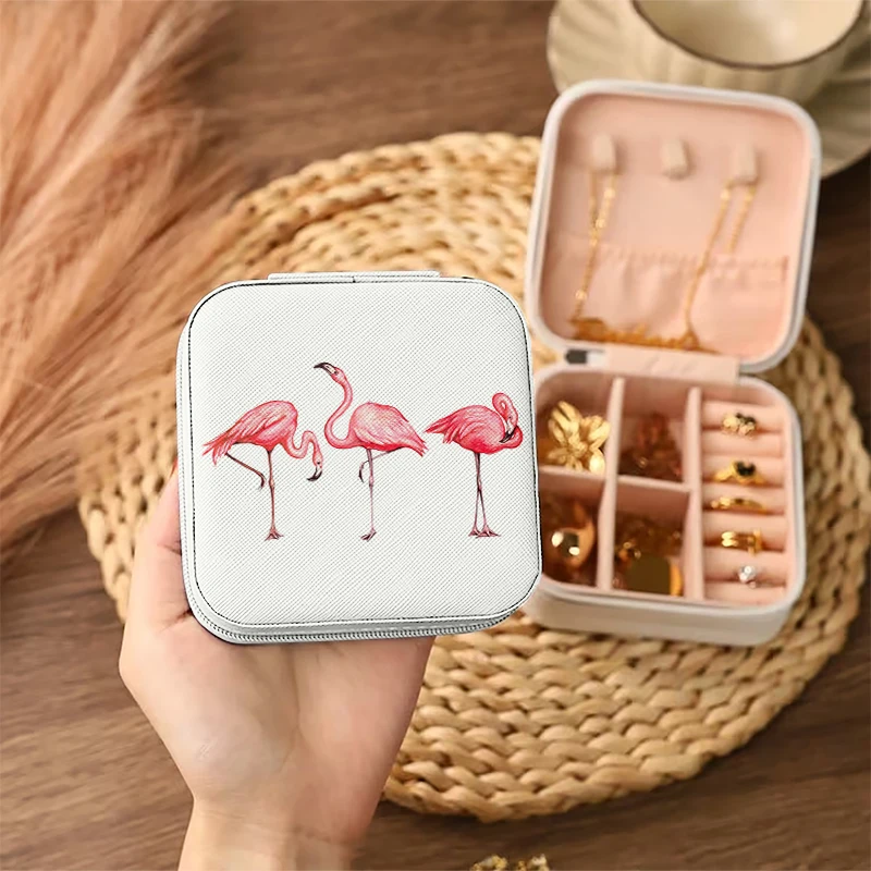 

1pc Flamingo Pattern Portable Jewelry Storage Box, Simple Jewelry Organizer Box,Gifts Box For Women