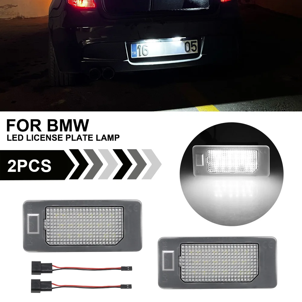 

2PCS LED 12V License Plate Light For BMW E90 E60 E39 F10 E46 M3 F15 F16 E70 X5 E71 X6 No Error Backlight Number Plate Light Lamp