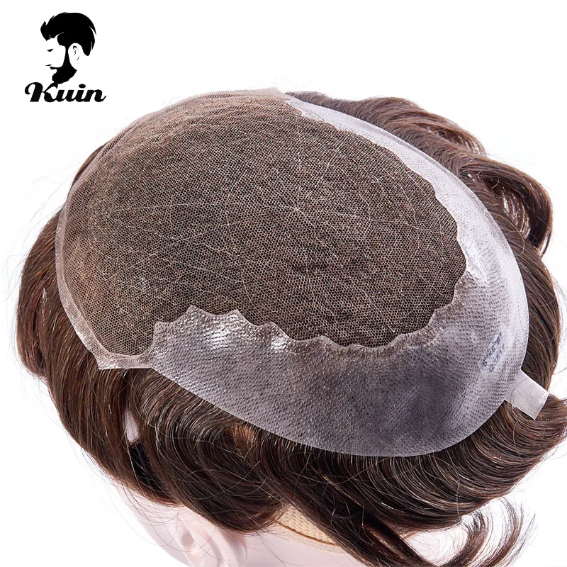 

Bleached Knots Toupee Lace PU Men Topper Human Hair Wigs Q6 Human Hair System 6" Capillary Prosthesis Male Wig Natural Hairpiece