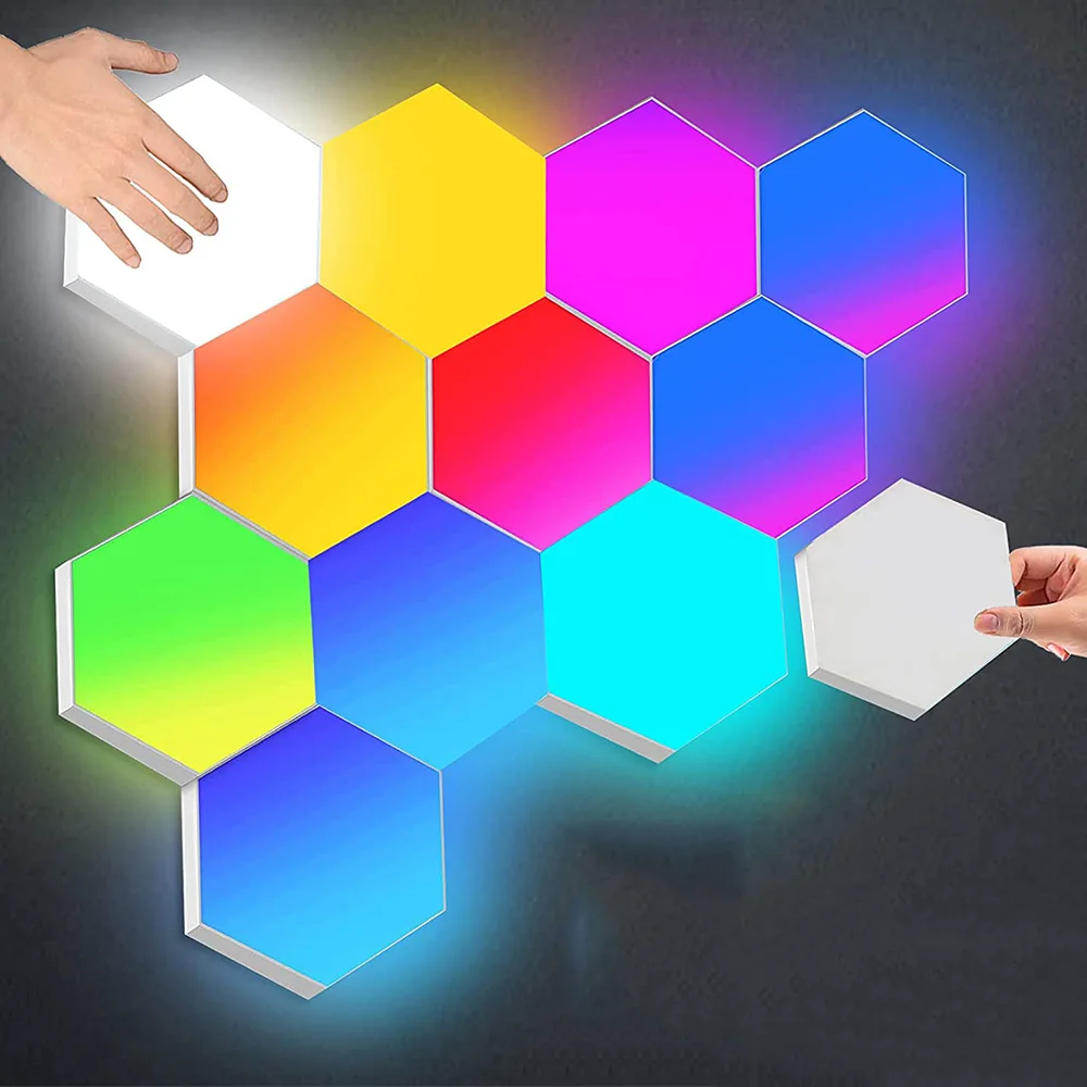 

RGB LED Quantum Wireless Hexagon Lamp Touch DIY Night Light Honeycomb Magnetic Modular Lamp Atmosphere Game Bedroom Decoration