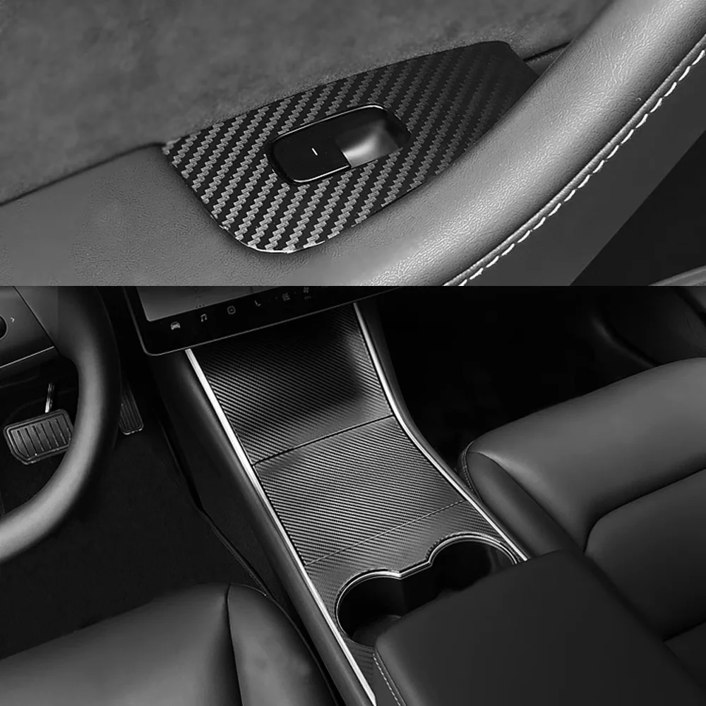 

Car-Styling Carbon Fiber Car Interior Center Console Color Change Molding Sticker Decals For Tesla Model 3 2017-2020