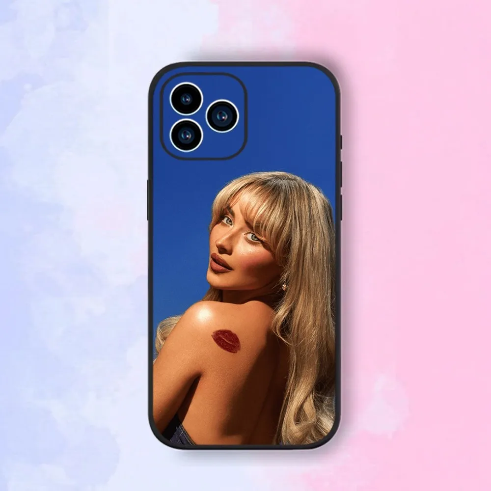 Singer Sabrina Carpenter Phone Case For iPhone 15,14,13,12,11,XS,XR,X,8,7,Pro,Max,Plus,mini Silicone Black Cover