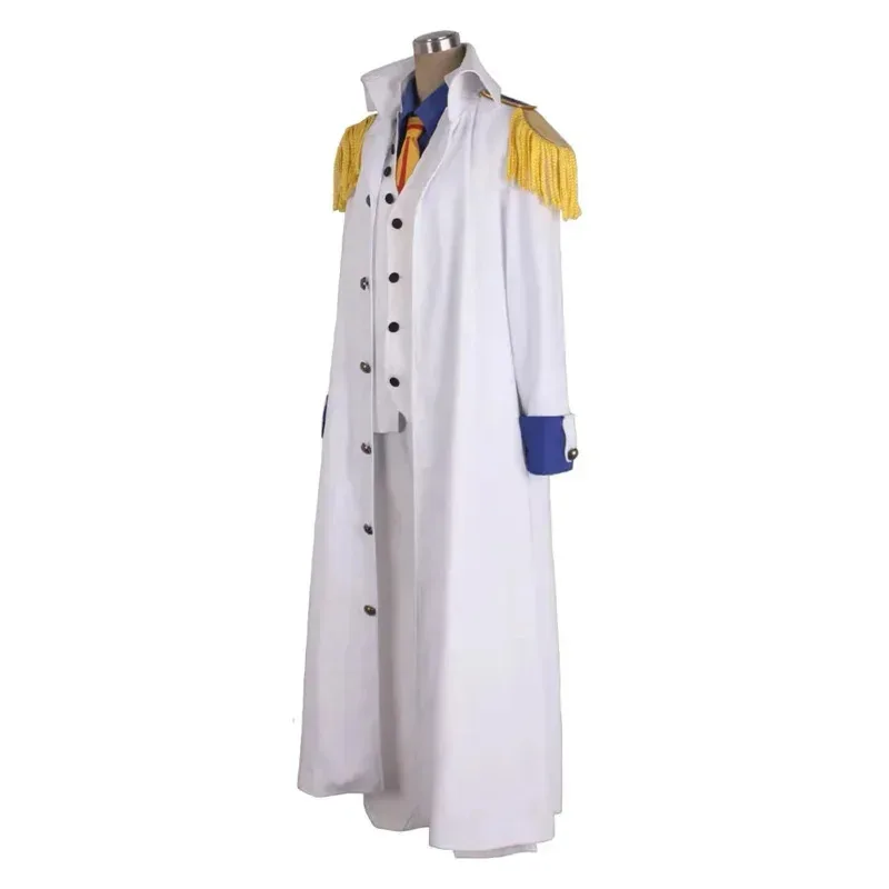 Anime One Cos Piece Kuzan Aokiji Cosplay Costume Kapu Role Play Shirt Vest Pants Tie Windbreaker Halloween Carnival Party Suits