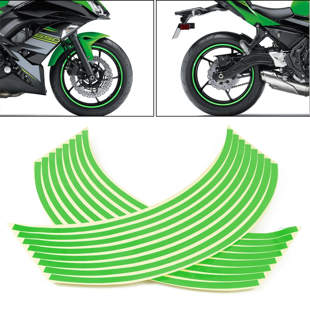 

16 Strips Wheel Sticker Reflective Rim Stripe Tape Bike Motorcycle Car 17 18inch For KAWASAKI Z250 Z800 Z1000 Z750 Ninja250 Z300