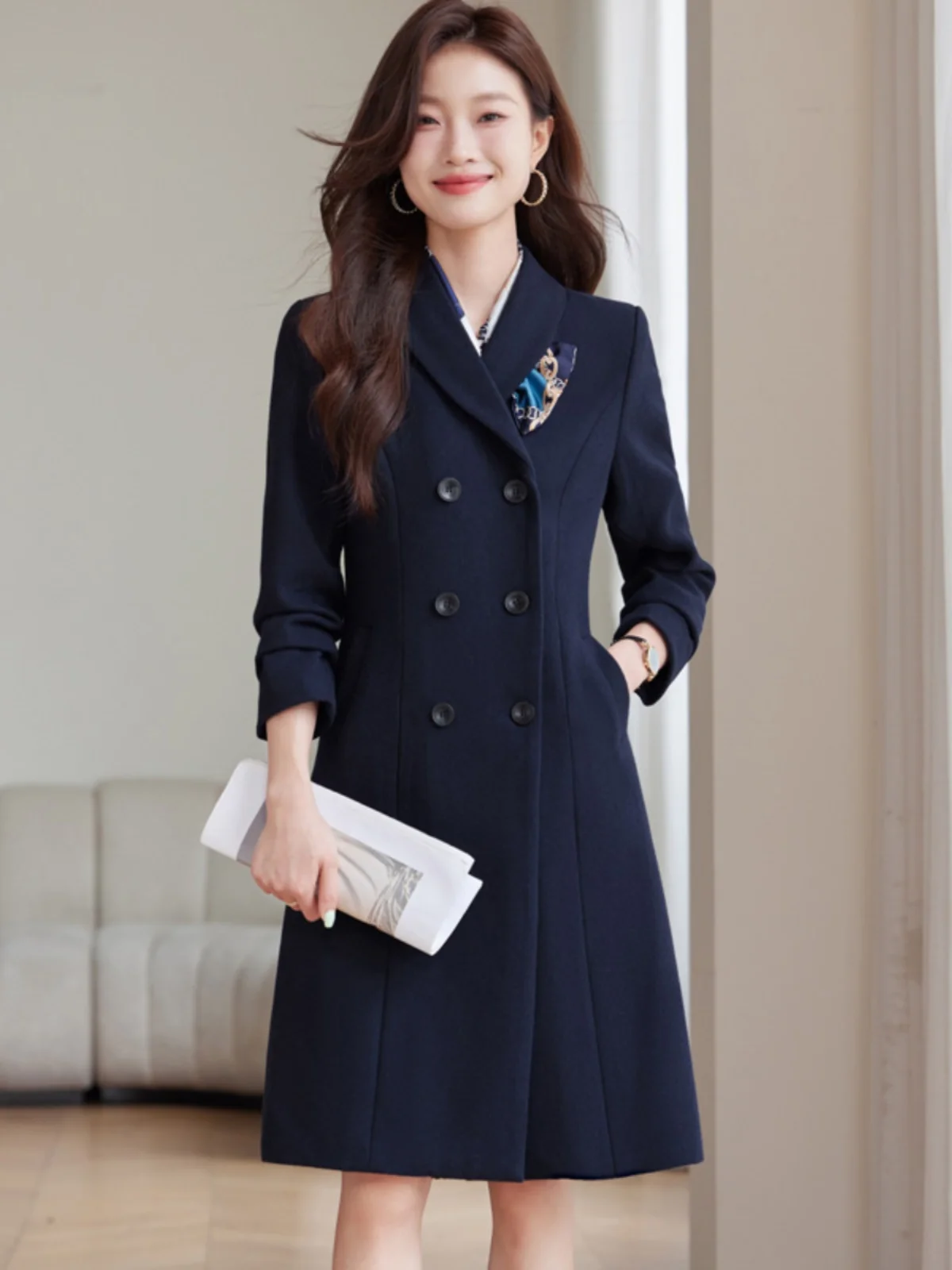 

Ele Woolen Coat Women's Autumn Winter New Sle Slim Fit Medium Length High Faion Wool Coat Korean Sle Commute