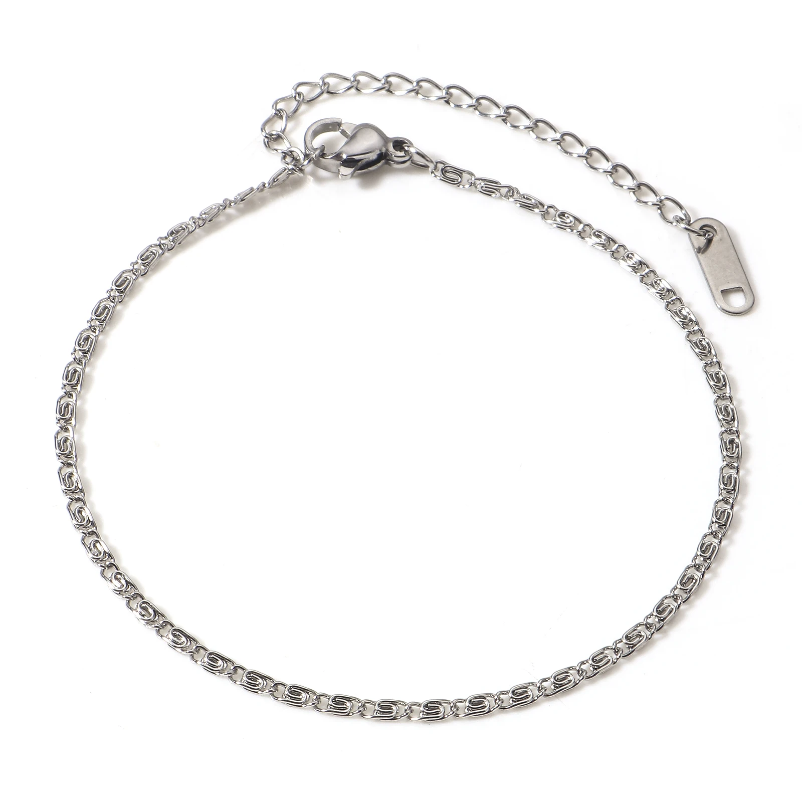 1 Piece Classic 304 Stainless Steel Scroll Chain Bracelets For Women Jewelry Silver Color Bracelet Birthday Gift 18.5cm long