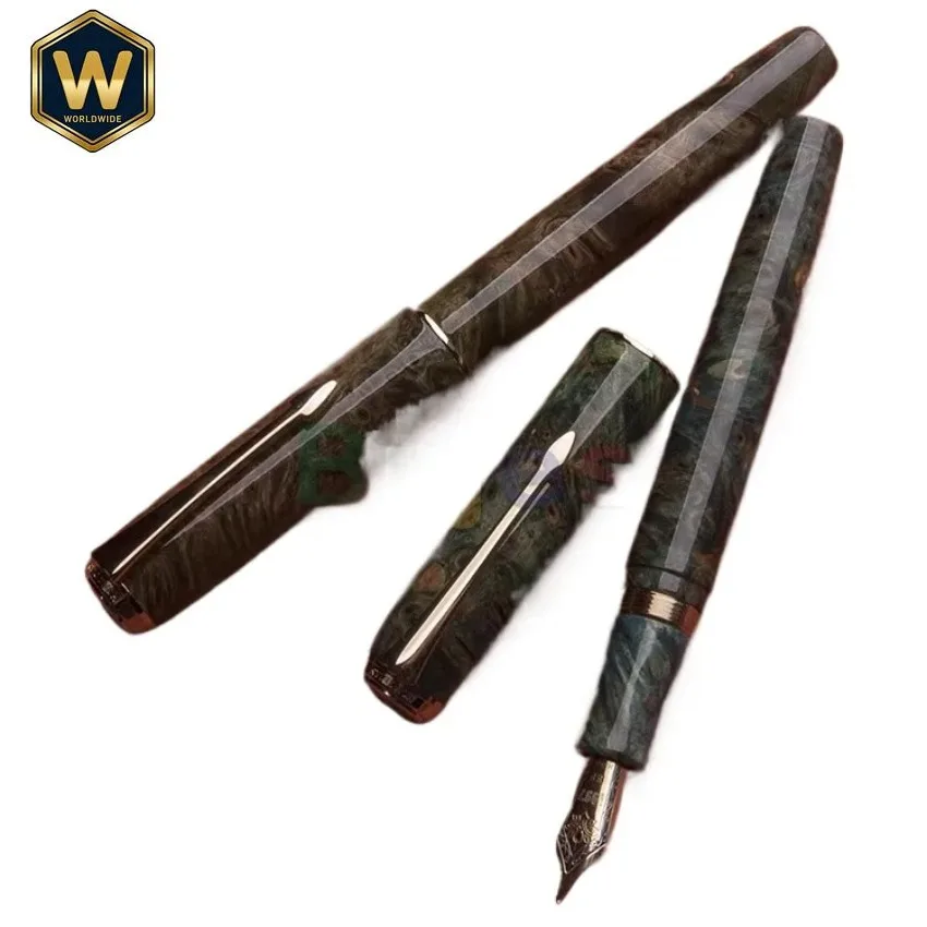 Hongdian A7 Fountain Pen - Stable Wood Body Smooth Writing Hard Nib Consistent Ink Flow Clear Lines Elegant Style Ideal Gift