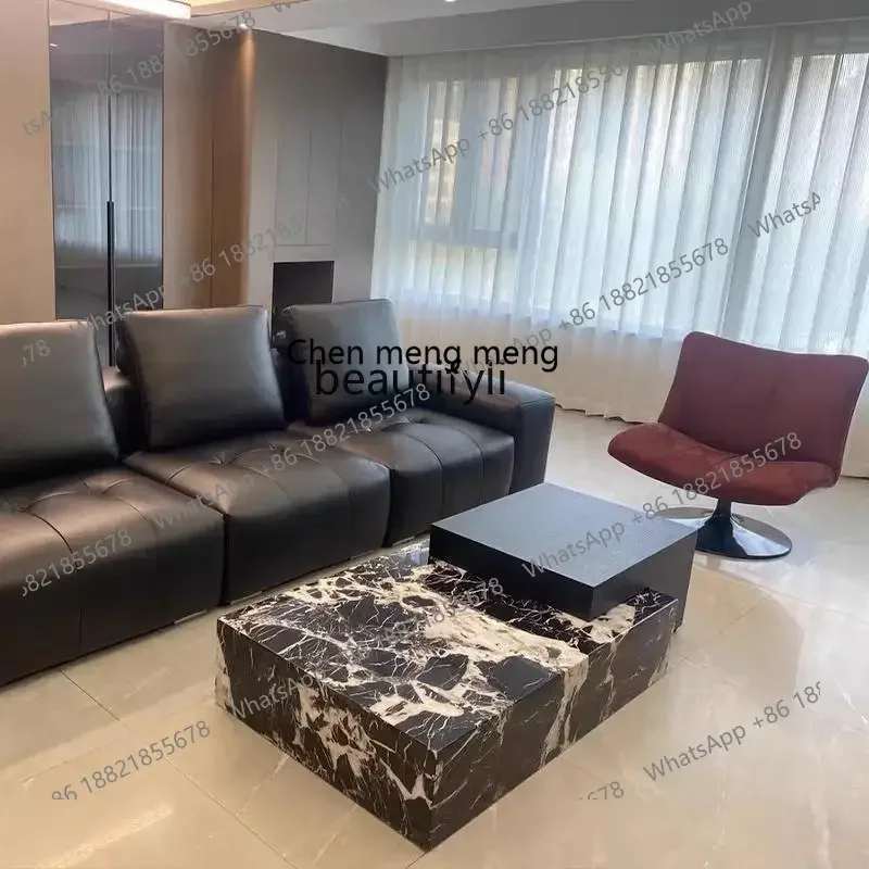 

182Современный светлый роскошный дизайнерский высококачественный мраморный журнальный столик для гостиной квадратный минималистичный новая модель QQ