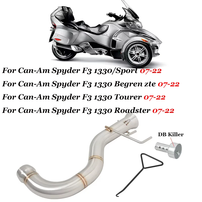 

For Can-Am Spyder F3 1330 Sport Begrenzte Tourer Roadster 2007 - 2022 Motorcycle Exhaust Escape Mid Link Pipe DB Killer Muffler