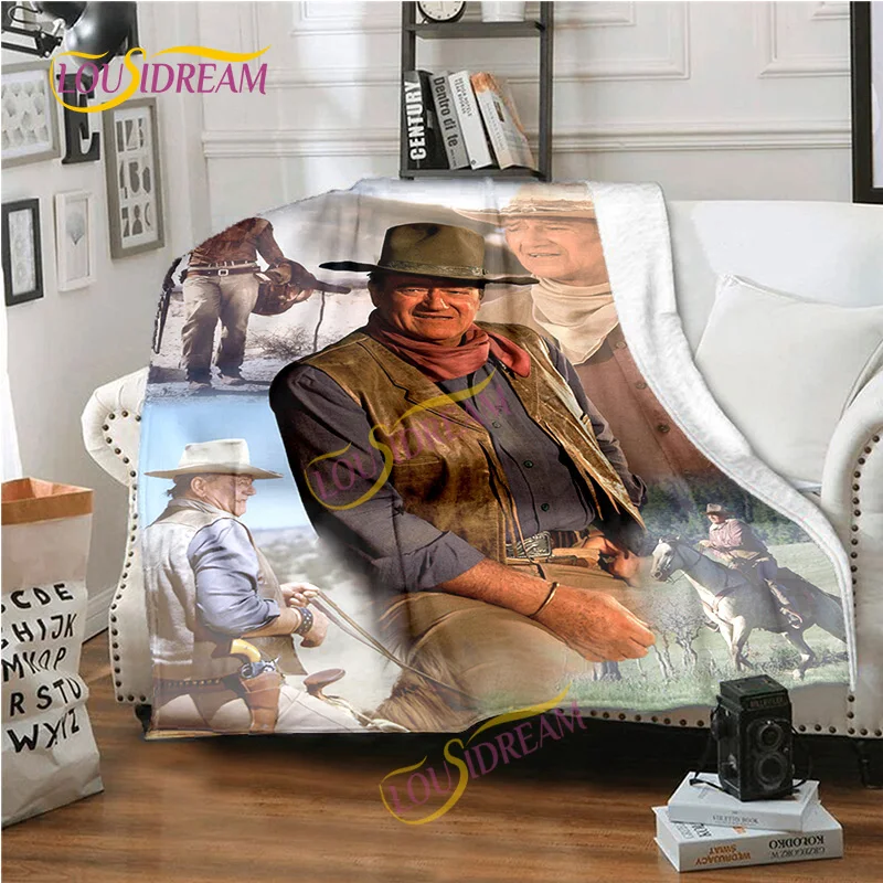 American Actor 3D Printed Blanket Flannel Famous John Wayne Blanket Sofa Blanket Travel Camping Bedspread Four Seasons Blanket.