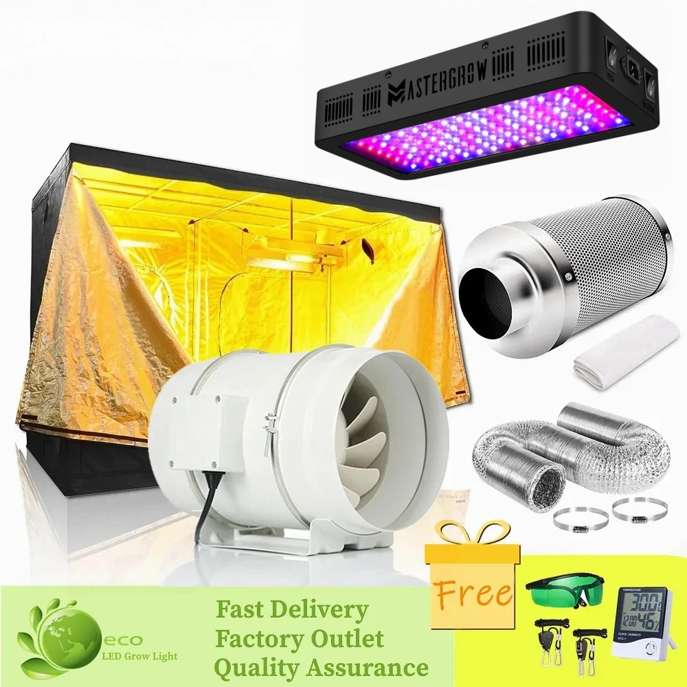 LED Grow Light Grow Tent Complete Kit + 4inch Carbon Filter Multiple Size Growbox For Soil Cultivation Hydroponic Grow System