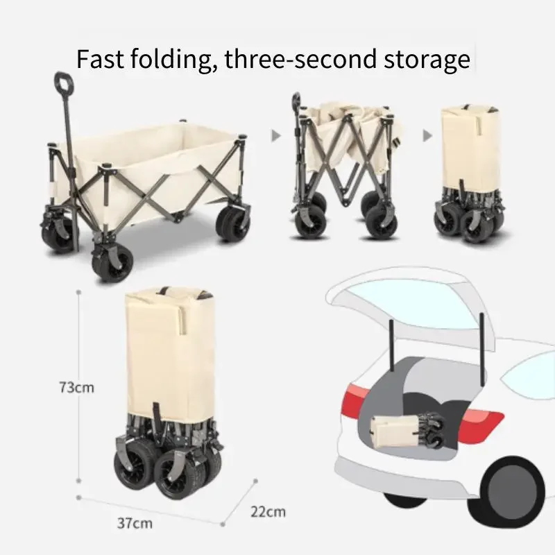 New Outdoor 600d Oxford Wear Resistant Collapsible Handle Folding  Beach Trolley Camping with Table Top