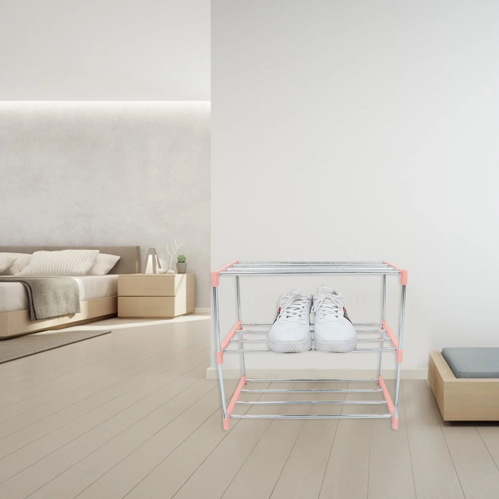 

Stainless Steel Shoe Rack 3 Layer Space Saving Shoe Storage ganizer Strong PP Easy Clean Simple Design Fits Home Styles