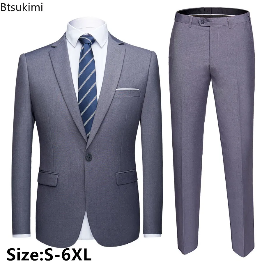 High End Wedding Suits for Men Sets 2025 Elegant Blazers Formal 2 Piece Sets Suit Coat Pants Classic Business Sets Oversized 6XL