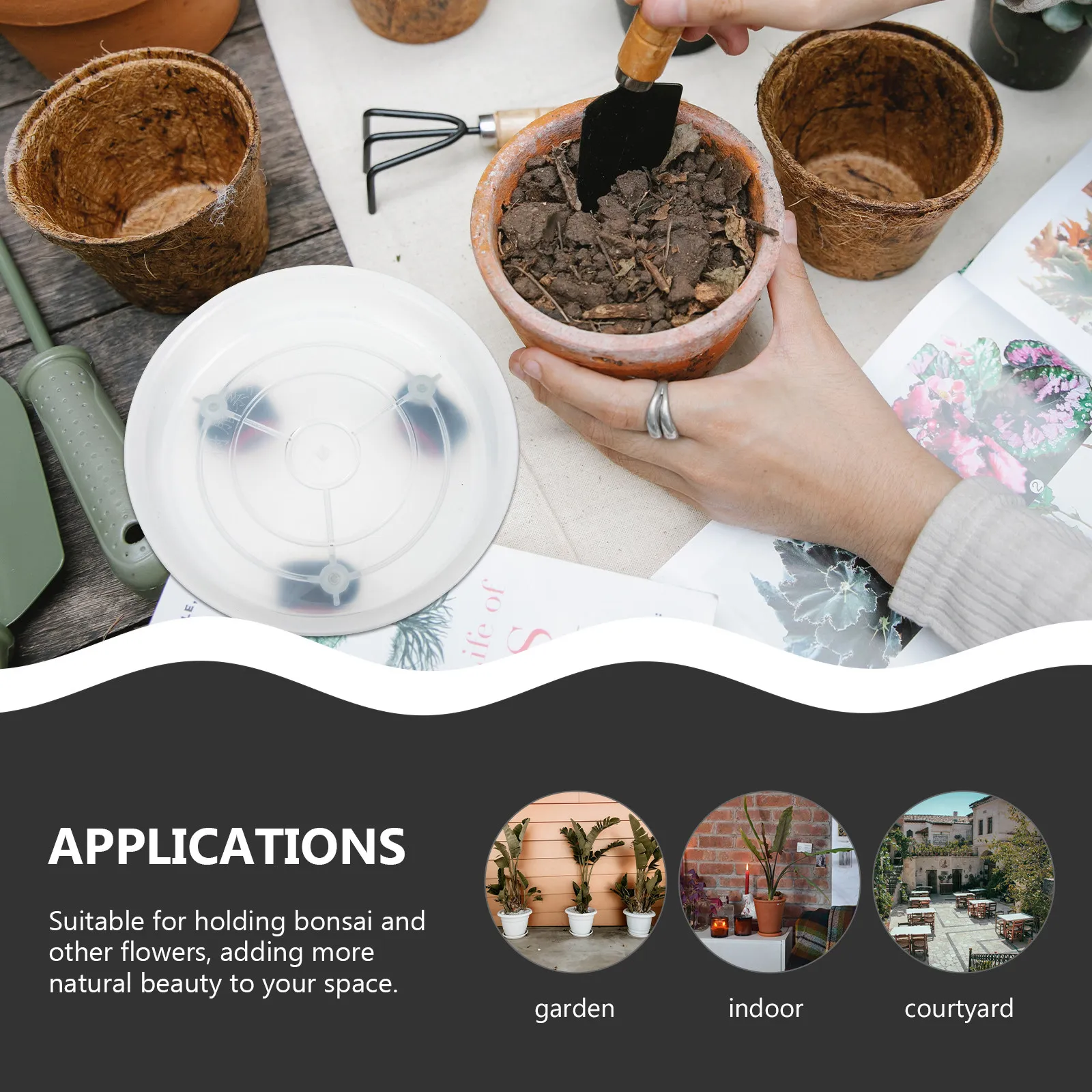 2Pcs Movable Flowerpot Tray Plastic Flower Pot Rack Universal Wheel Base for Bonsai Plant Stand Balcony Garden Plant Holder