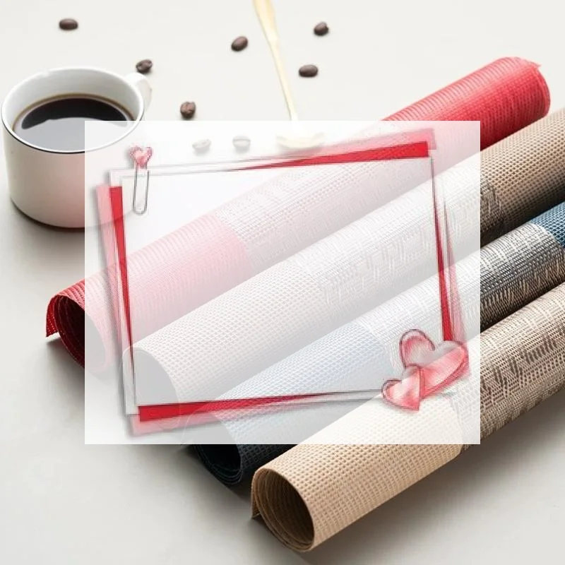 Chinese Style PVC Table Mat Woven Waterproof And Oil-proof Non-slip Light Luxury Table Mat Simple Household Cup Mat 45x30cm