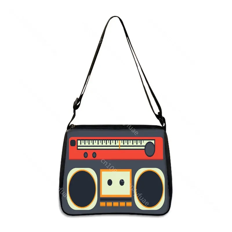 Cassette Tape Recorder Print Shoulder Bag Back To 80s 90s Women Crossbody Bags for Travel Ladies Handbag Phone Purse Holder