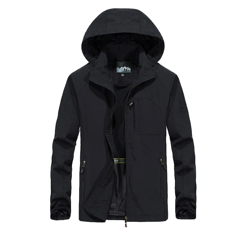 Fashion Men\'s Casual Windbreaker Jackets Hooded Jacket Man Waterproof Outdoor Soft Shell Winter Coat Clothing Warm Plus Size