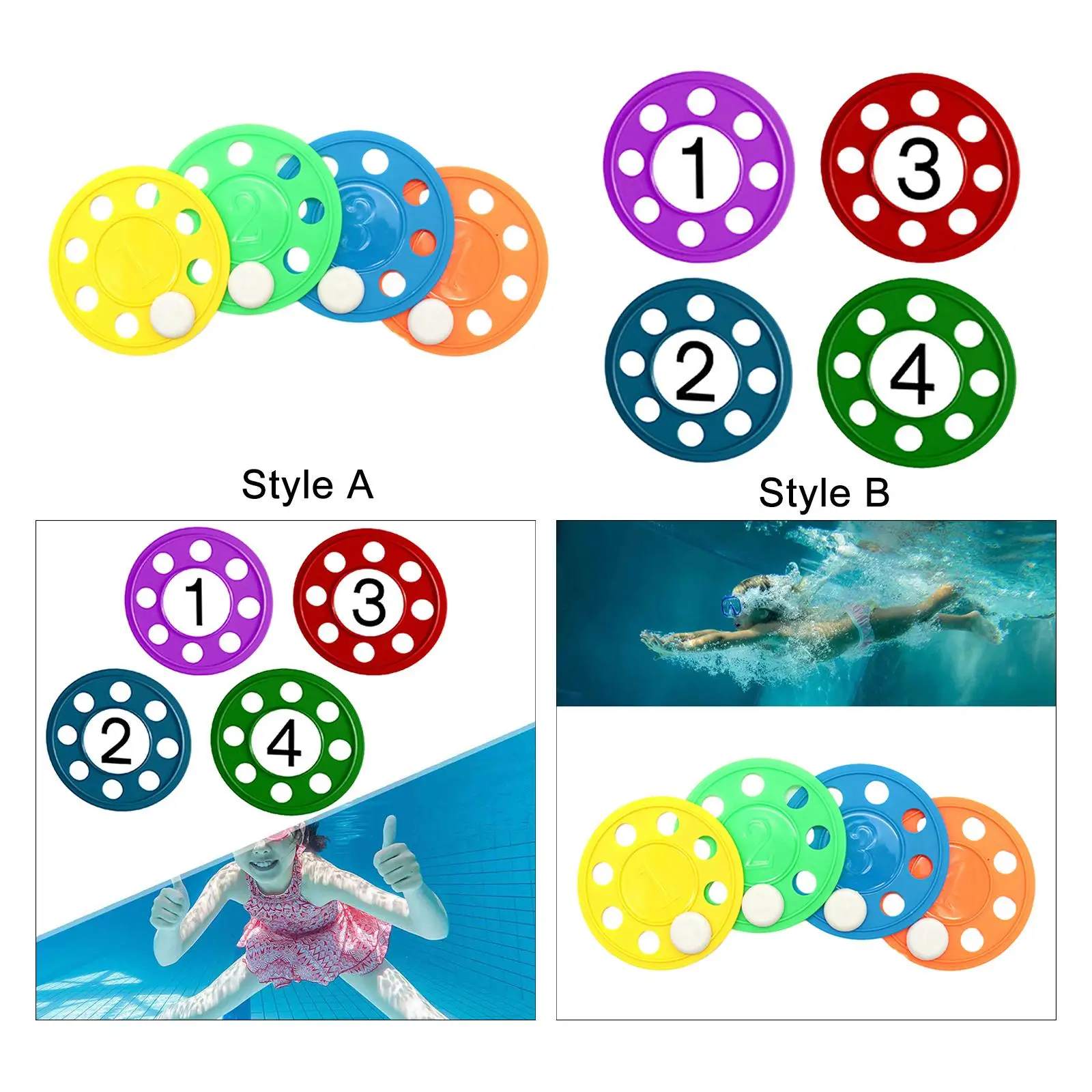 Underwater Diving Discs for Kids Swimming Pool 4 Pack Sinker Toys Colorful Training Equipment for Children Aquatic Fun