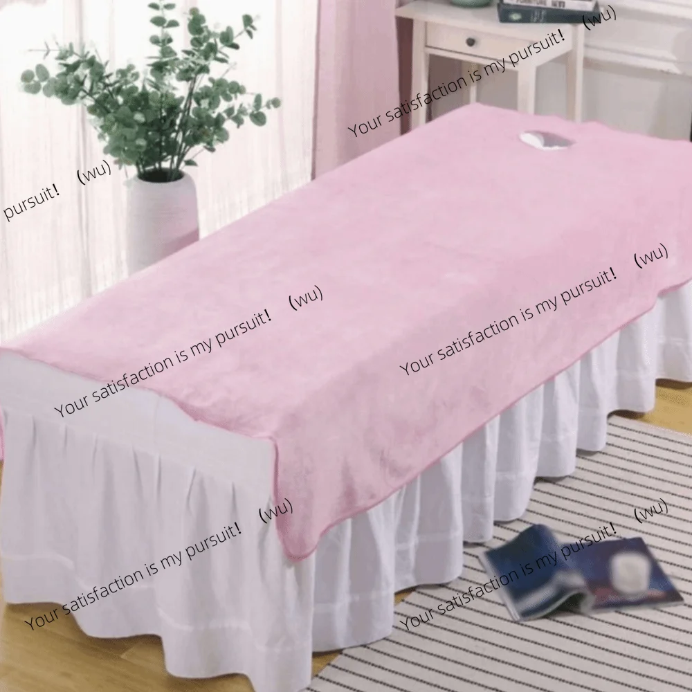 ZOCI-Comfortable SPA Bedspread with Face Hole Solid Color Massage Bed Sheets Soft Thickened Beauty Massage Table Cover