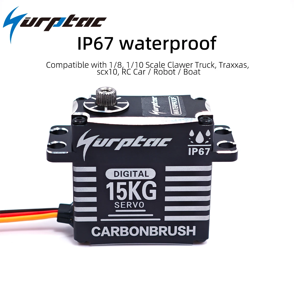 15KG IP67 Waterproof Full Metal  180/270/360 Degree Large Torque Digital Servos Steel Gears 25T Arm For RC Car Helicopter