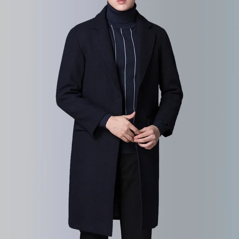 MRMT 2025 Brand New  Handmade Wool Woolen Coat Men's Leisure Long Trench Coat Slim Men's Fashion Outer Wear Clothing Garment