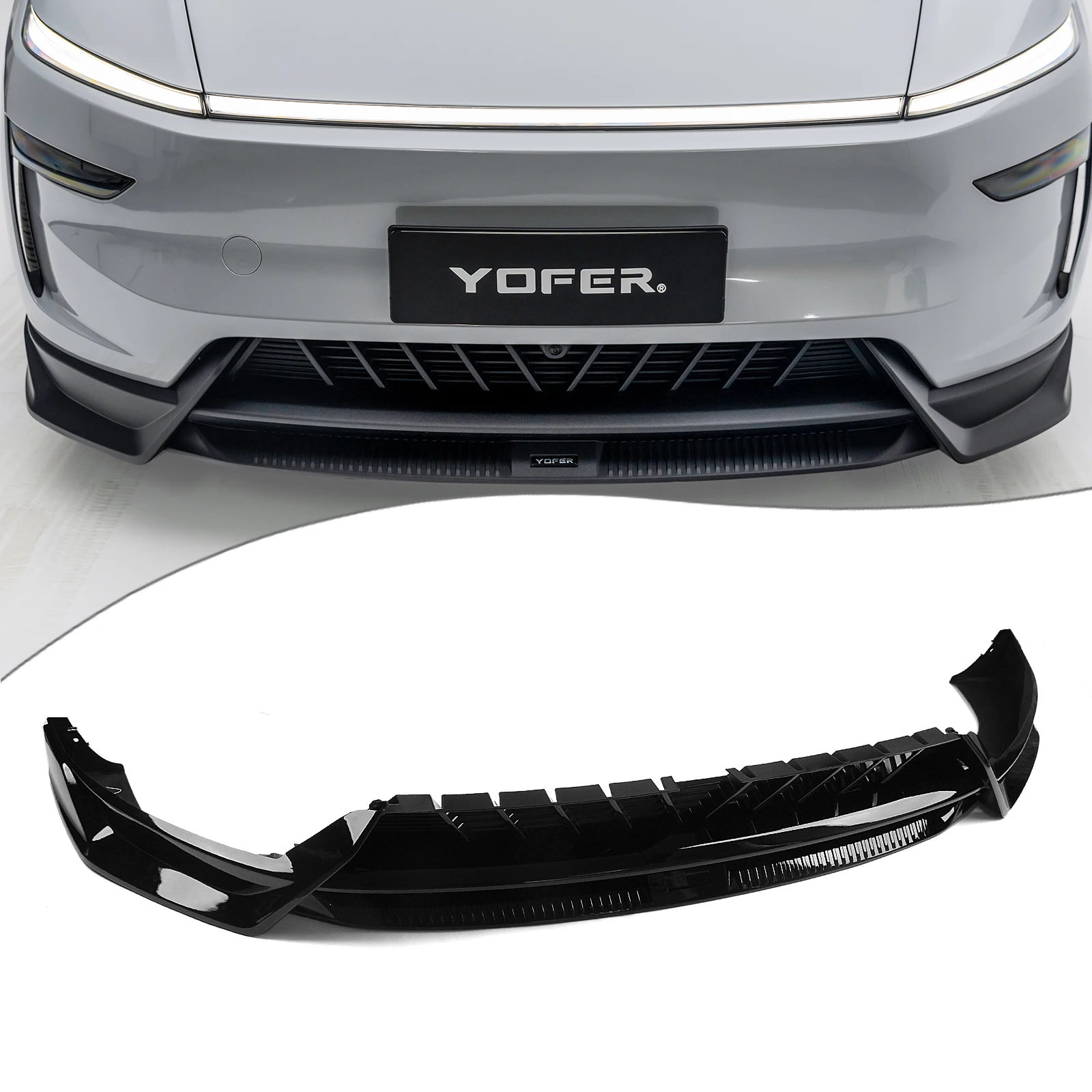 For Tesla Model Y 2025+ YoFer Front Bumper Spoiler Molding Lip Gloss/Matte Black Lower Splitter Surround Cover Protector Blade