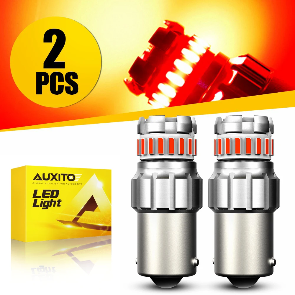 

AUXITO 2Pcs P21W BA15S LED Red Stop Brake Light 1156 1157 7507 P21/5W Car Bulb LED Lamp Reverse Brake Turn Signal Light DRL