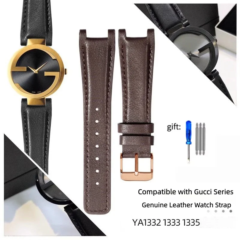20mm Genuine Leather Watch Strap With Dual G YA1332 1333 1335 Series Dedicated Concave Interface Cowhide Watchband