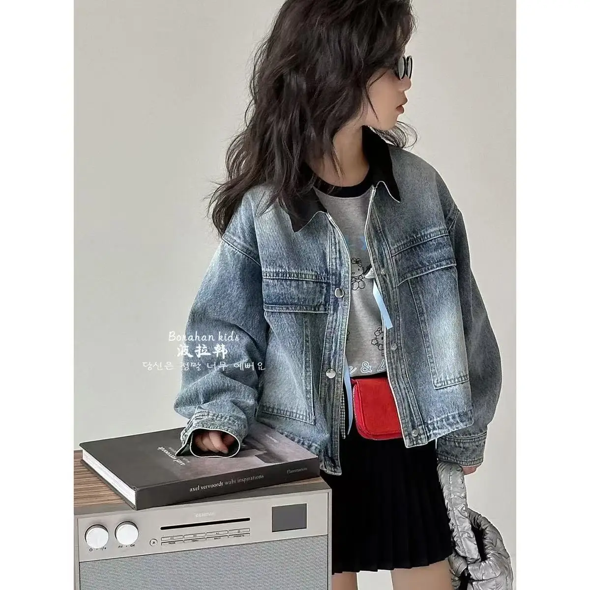 

Girls' Korean Style Western-Style Denim Jacket for Spring And Autumn 2026 New Children's Fashion Outerwear 100-170cm