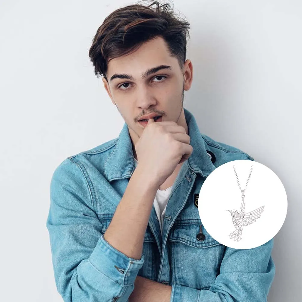 1 pçs colar de pássaro de aço inoxidável oco-para fora criativo hip-pop pingente masculino colar elegante pescoço decoração presente